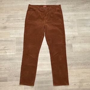 Mother The Mid Rise Dazzler Ankle Corduroy Straight Leg Pants in Hopscotch